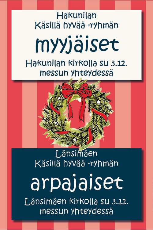Käsillä hyvää -ryhmien myyjäiset ja arpajaiset Käsillä hyvää -ryhmien myyjäiset ja arpajaiset