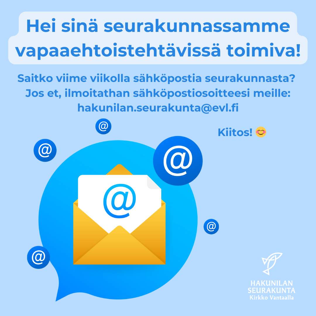 email-logolla varustettu kirje avonaisessa kirjekuoressa sinisellä taustalla