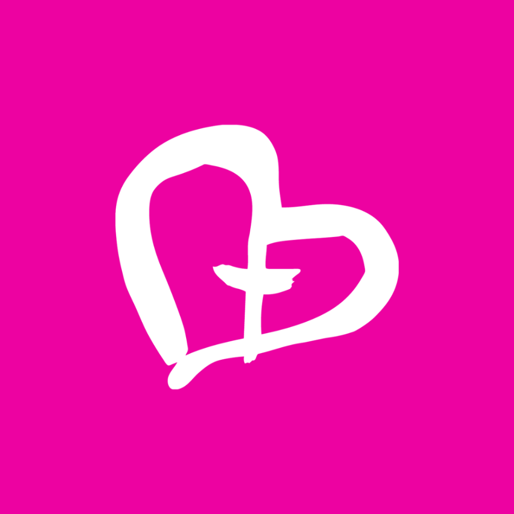 Yhteisvastuun valkoinen logo pinkillä pohjalla