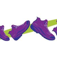 Vaelluksen tunniste eli logo, jossa violetit kengät kulkemassa eteenpäin.