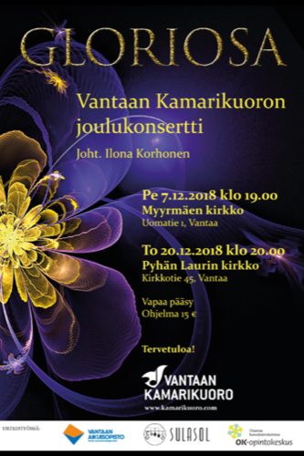 Gloriosa – Vantaan Kamarikuoron joulukonsertti Gloriosa – Vantaan Kamarikuoron joulukonsertti