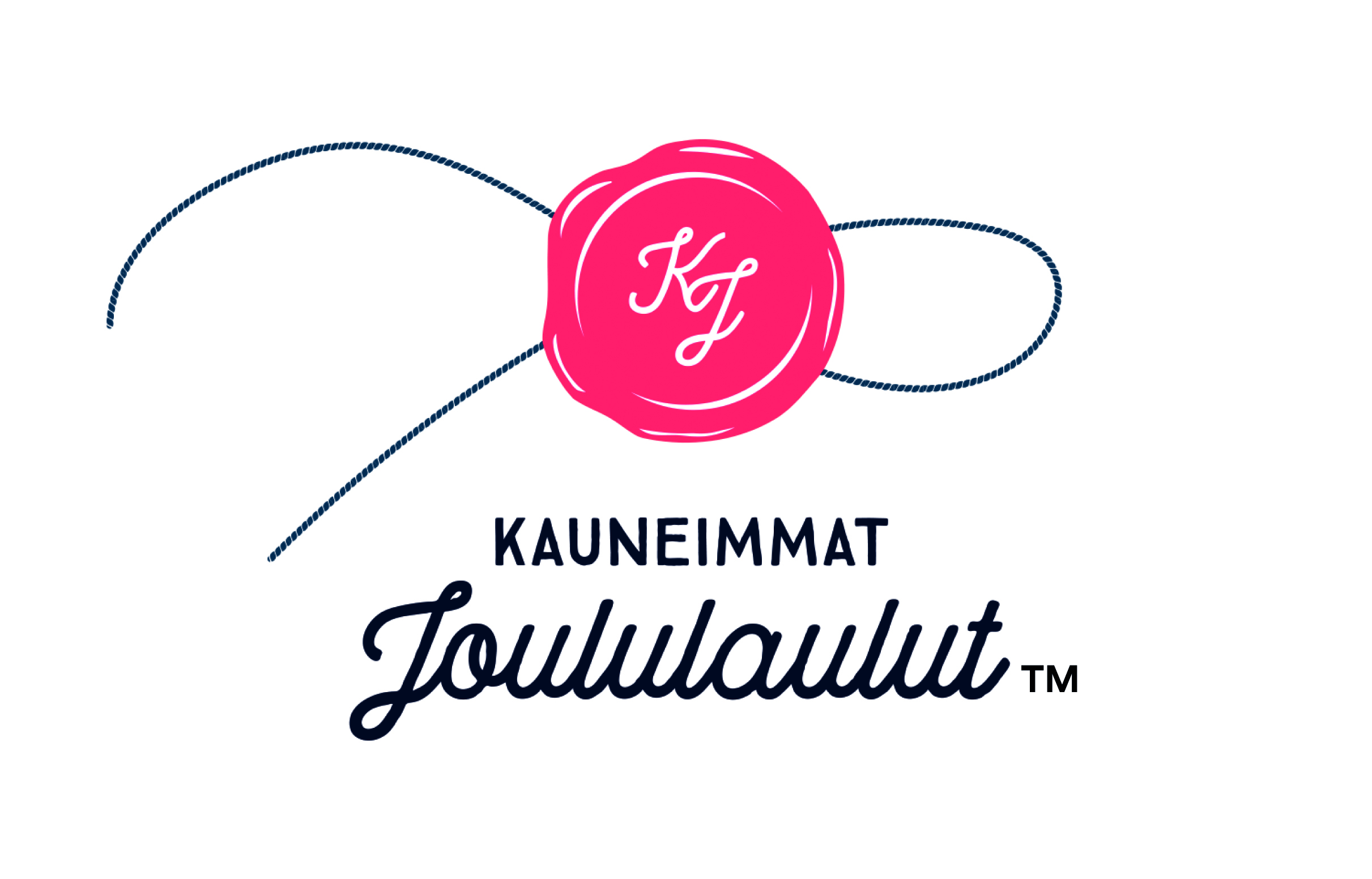 PERUTTU Kauneimmat joululaulut -vaellus Myyrmäessä Punainen sinetti, jossa teksti KJ, Kauneimmat joululaulut.