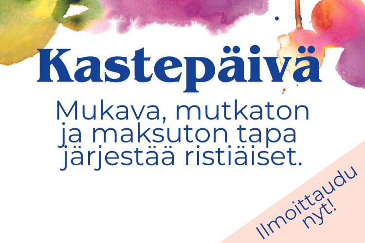 Kastepäivän mainoskuva värikkäällä vesiväripohjalla