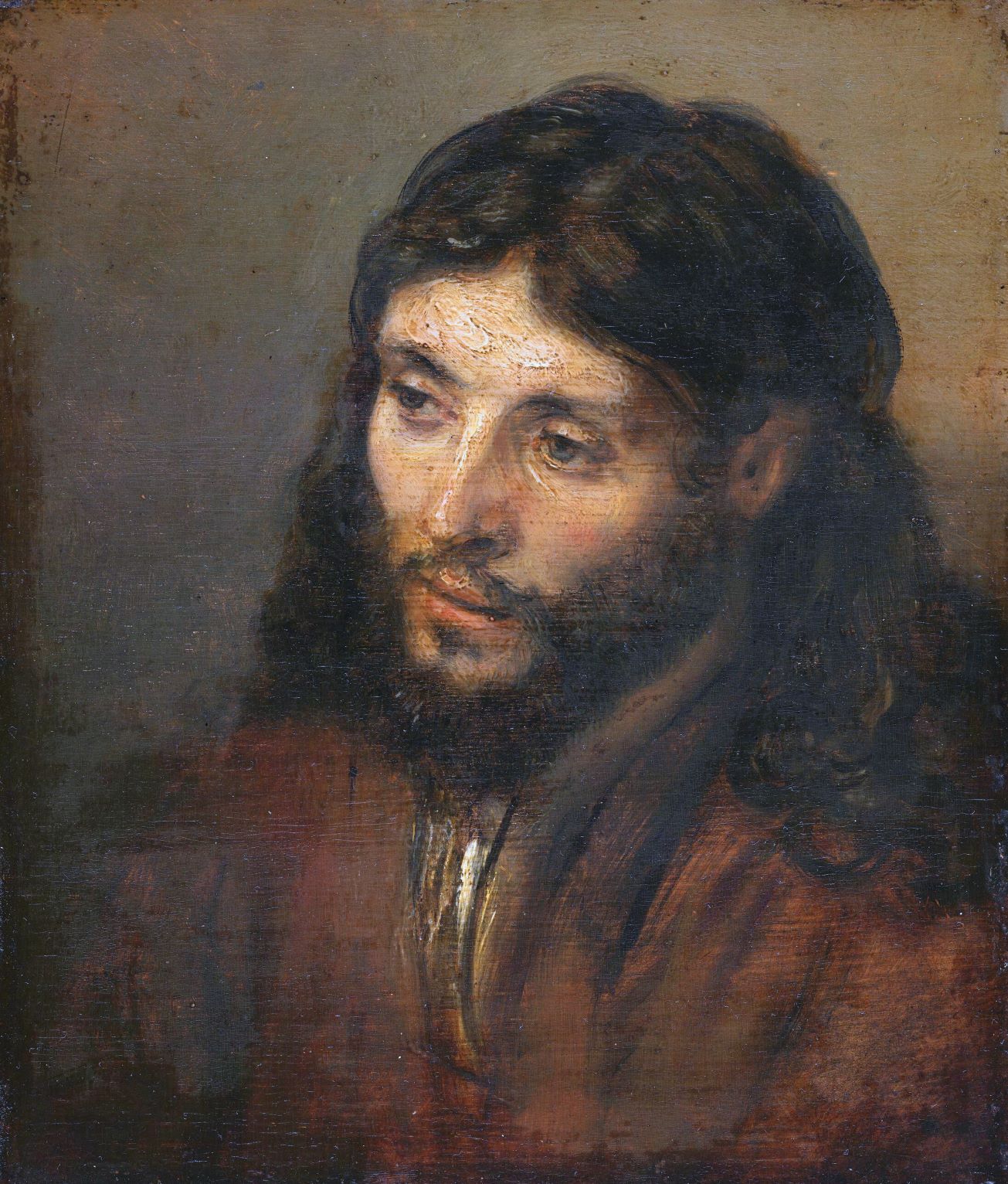 Raamatunlukupiiri: Jeesuksen muotokuvat Uudessa testamentissa. Matteuksen evankeliumin loppuosa: suuri vertausten kertoja - kuolema mullistaa luomakunnan. Kuvassa on Rembrandt van Rijnin maalaus Jeesuksesta, joka rajautuu kasvoihin ja ruskeaan vaatteeseen verhottuun rintakehään; kasvoja kehystävät pitkät tummaruskeat hiukset, leualla on kokoparta.