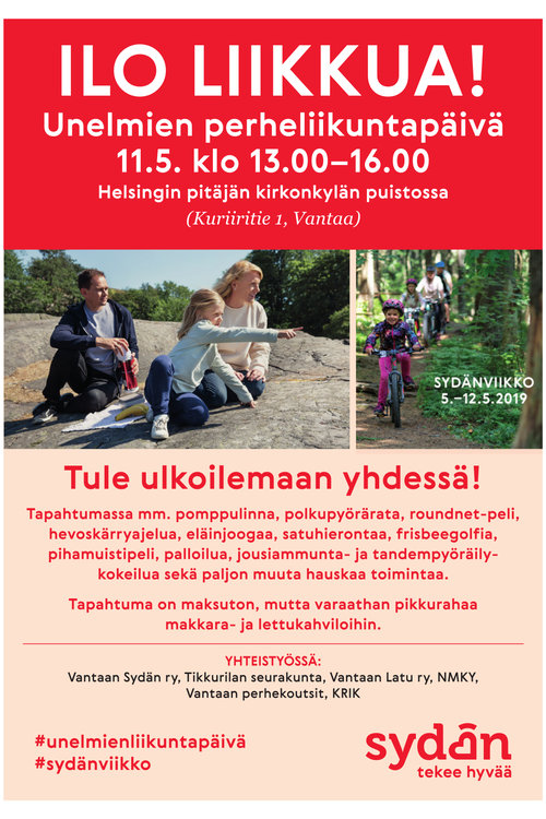 Unelmien perheliikuntapäivä Pyhän Laurin kirkon pappilan puistossa Unelmien perheliikuntapäivä Pyhän Laurin kirkon pappilan puistossa
