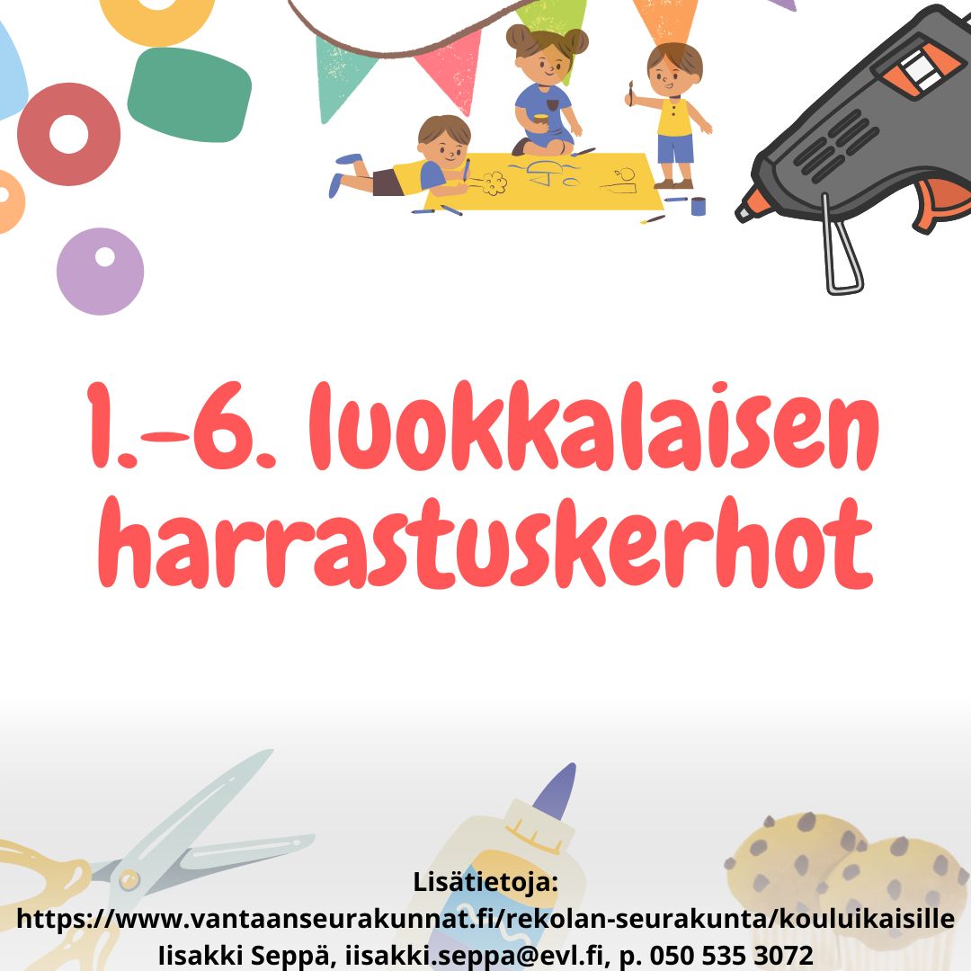 1.-6. luokkalaisten harrasuskerho mainos