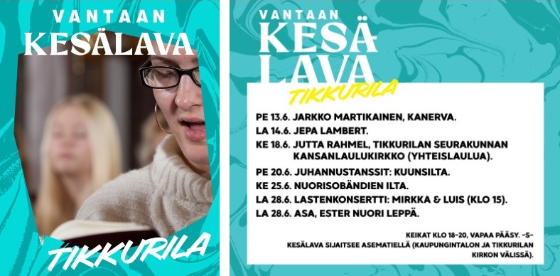 Kansanlaulukirkko Vantaan Kesälavalla, Tikkurilassa Kansanlaulukirkko Vantaan Kesälavalla, Tikkurilassa.