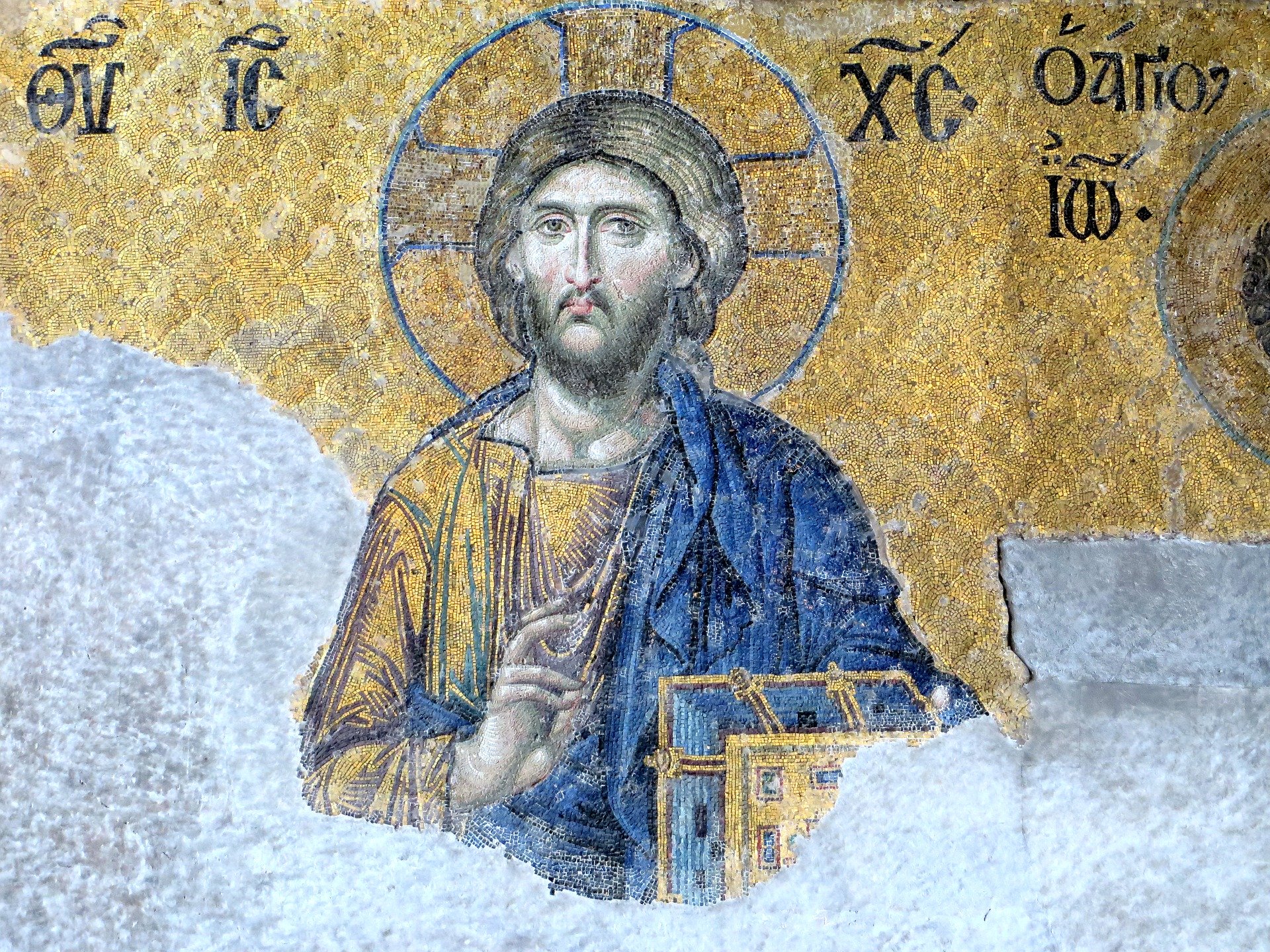 Uskollisuuden messu, lähetetään myös verkossa Kuvassa vanha mosaiikkikuva Kristus Kaikkivaltiaasta, Hagia Sofian kirkosta.