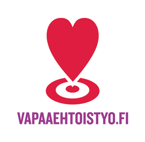 Vapaaehtoistyö.fi:n logo, jossa sydän, jonka kärki osoittaa keskellä maalitaulua.