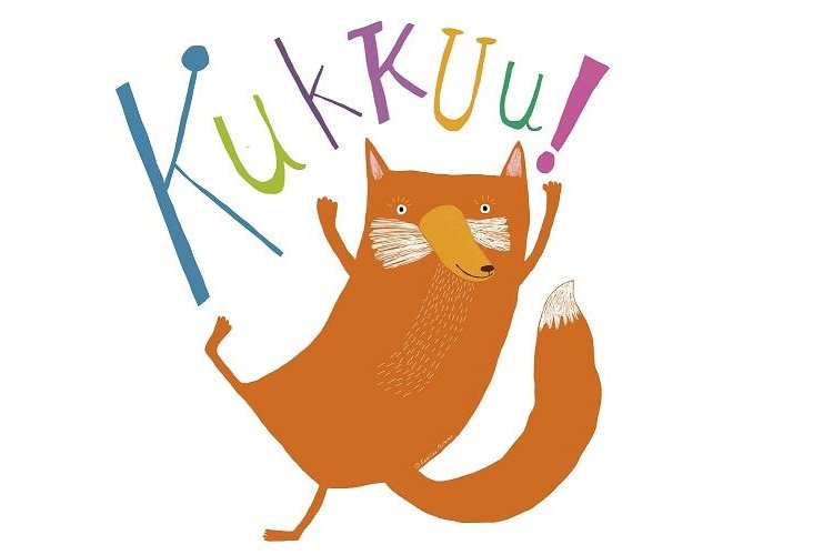 Oiirretty oranssi kettu ja teksti Kukkuu. Kuvittaja Karoliina Pertamo