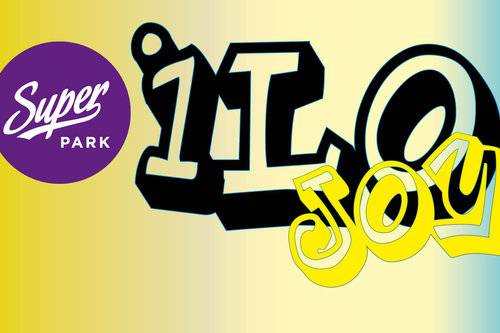 Ilo! Joy! -tapahtumapäivän mainoskuva, jossa iso teksti Ilo! Joy! ja Superparkin logo.
