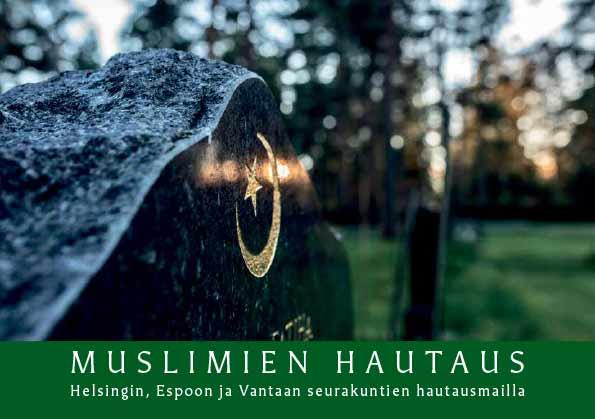 Muslimien hautaus -esitteen kansi. Linkki suomenkieliseen esitteeseen.