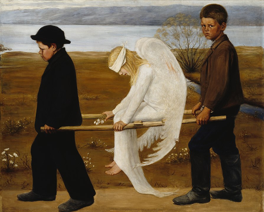 Hugo Simbergin maalaus Haavoittunut enkeli (Wikimedia Commons)